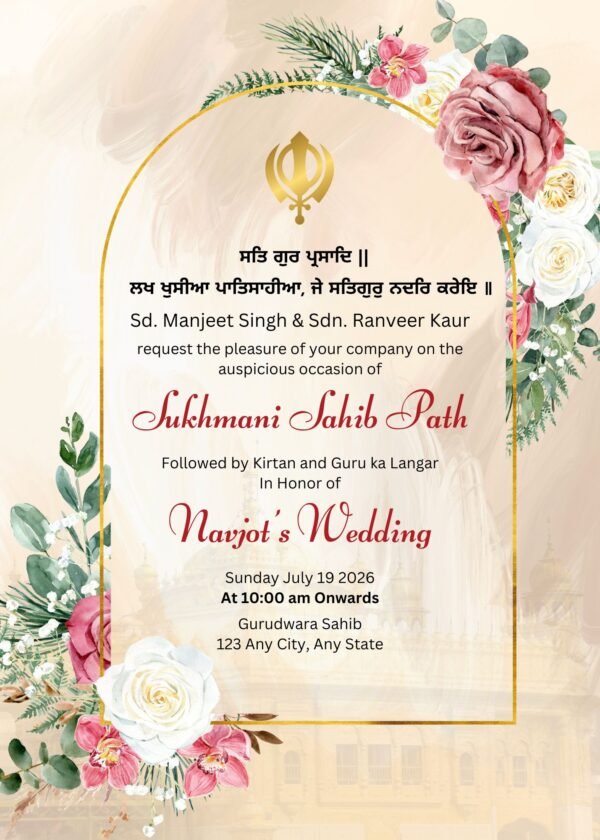 2 Floral Sikh Wedding Invitation