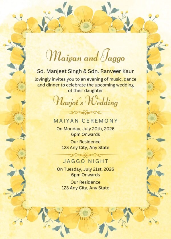 3 Floral Sikh Wedding Invitation